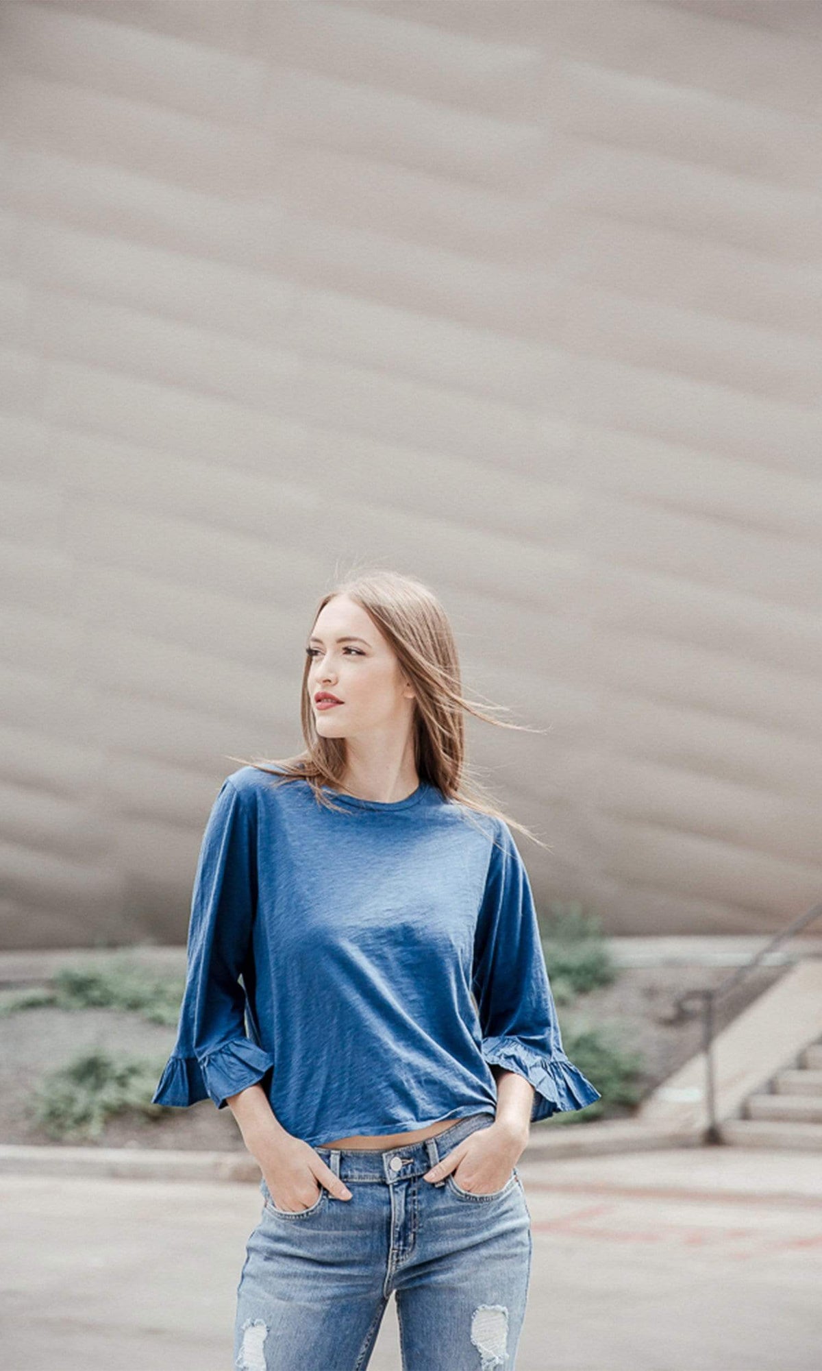 Velvet by Graham &amp; Spencer Toriana Cotton Slub Ruffle Sleeve Top