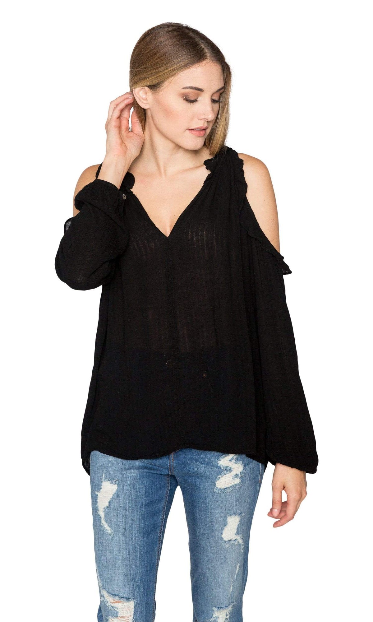 Velvet by Graham &amp; Spencer Grechen Ruffle Cut Out Blouse