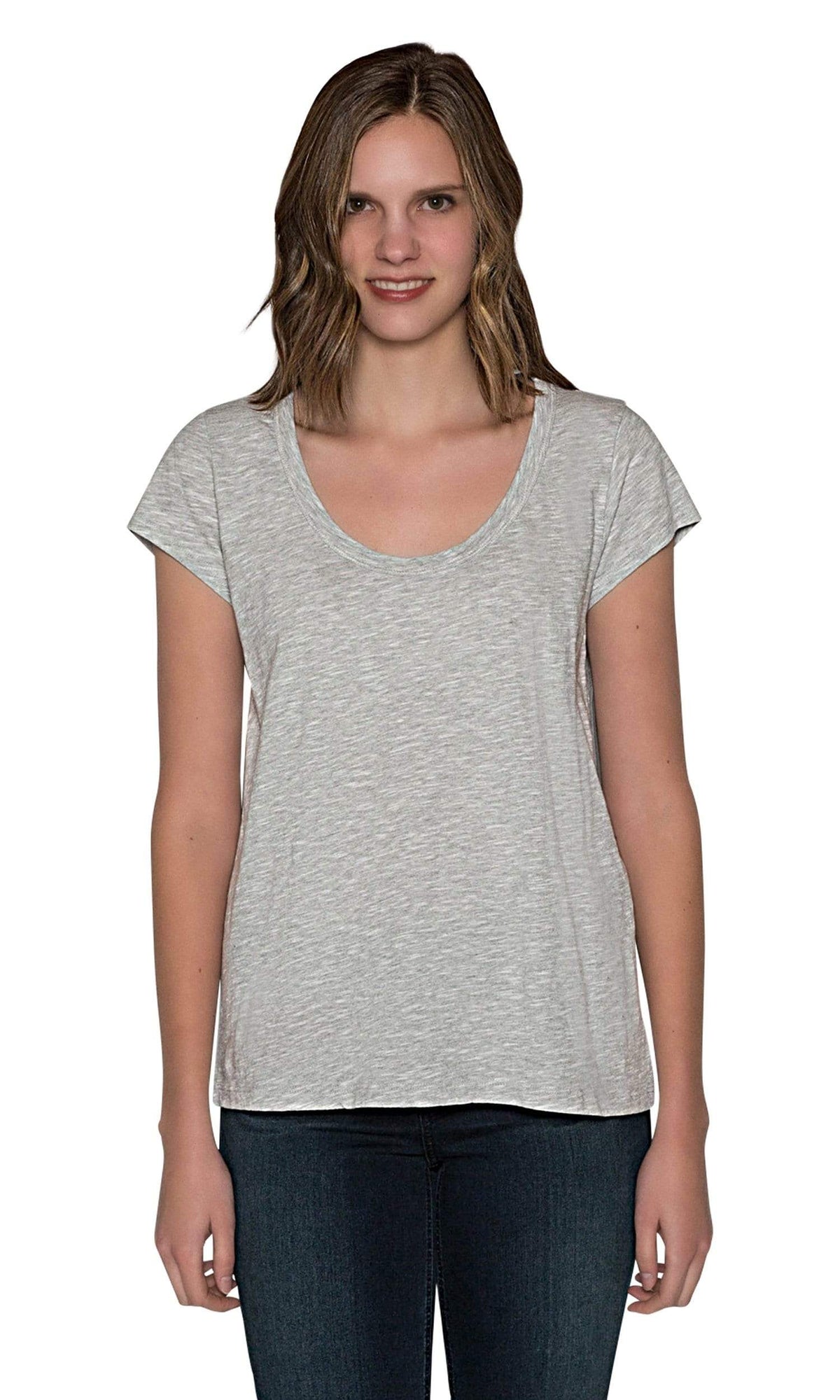 Velvet by Graham &amp; Spencer Kira Original Slub Scoop Neck Tee - Heather Grey