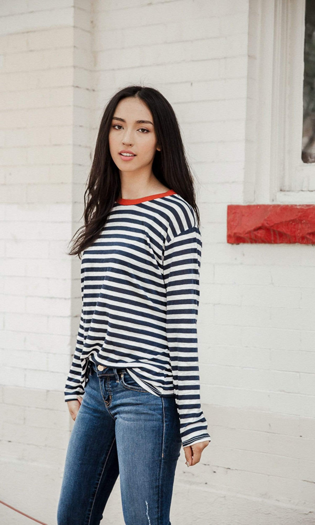 Velvet by Graham &amp; Spencer Renny Slub Knit Stripe Long Sleeve Tee