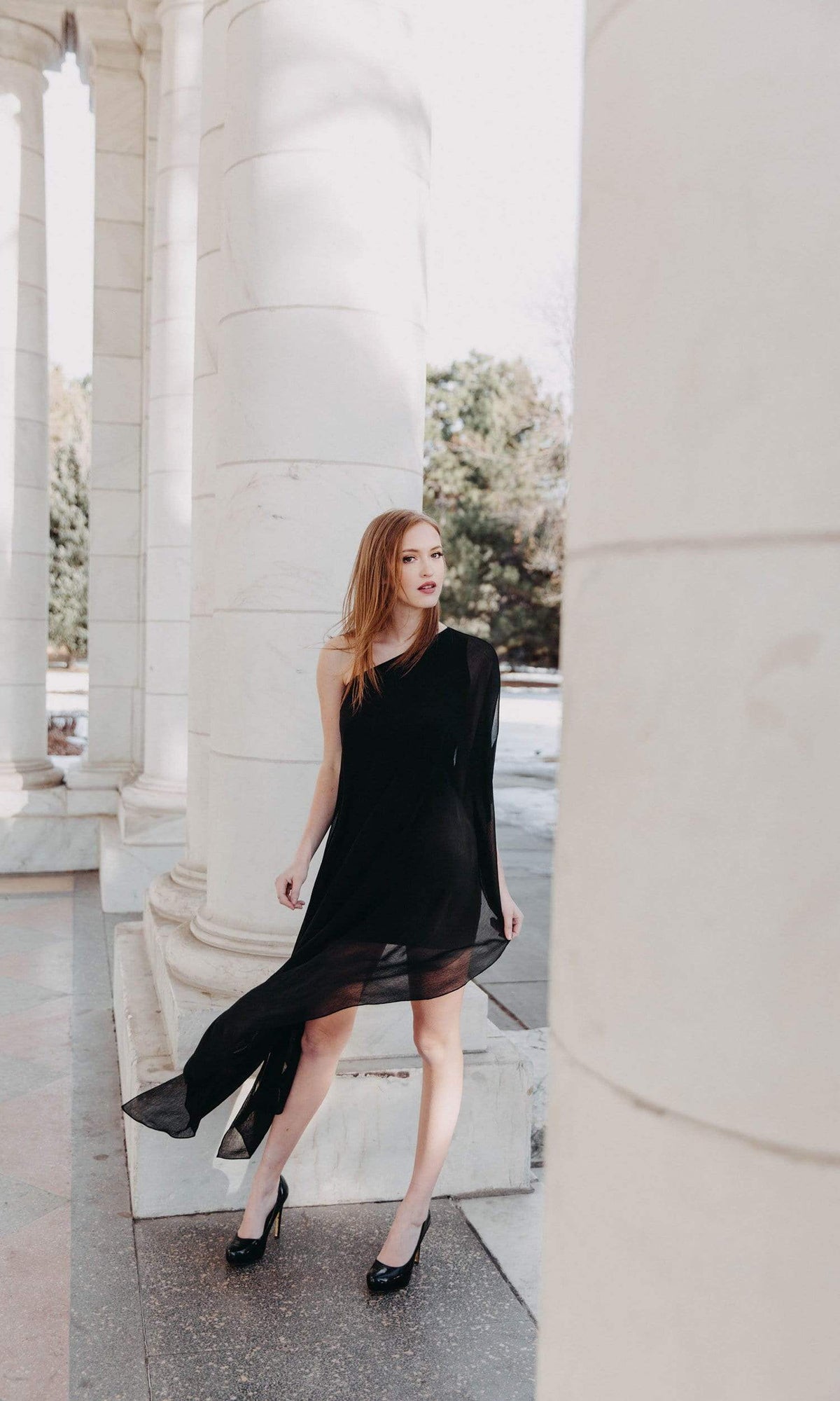 Analili Jasmine One Shoulder Drape Dress