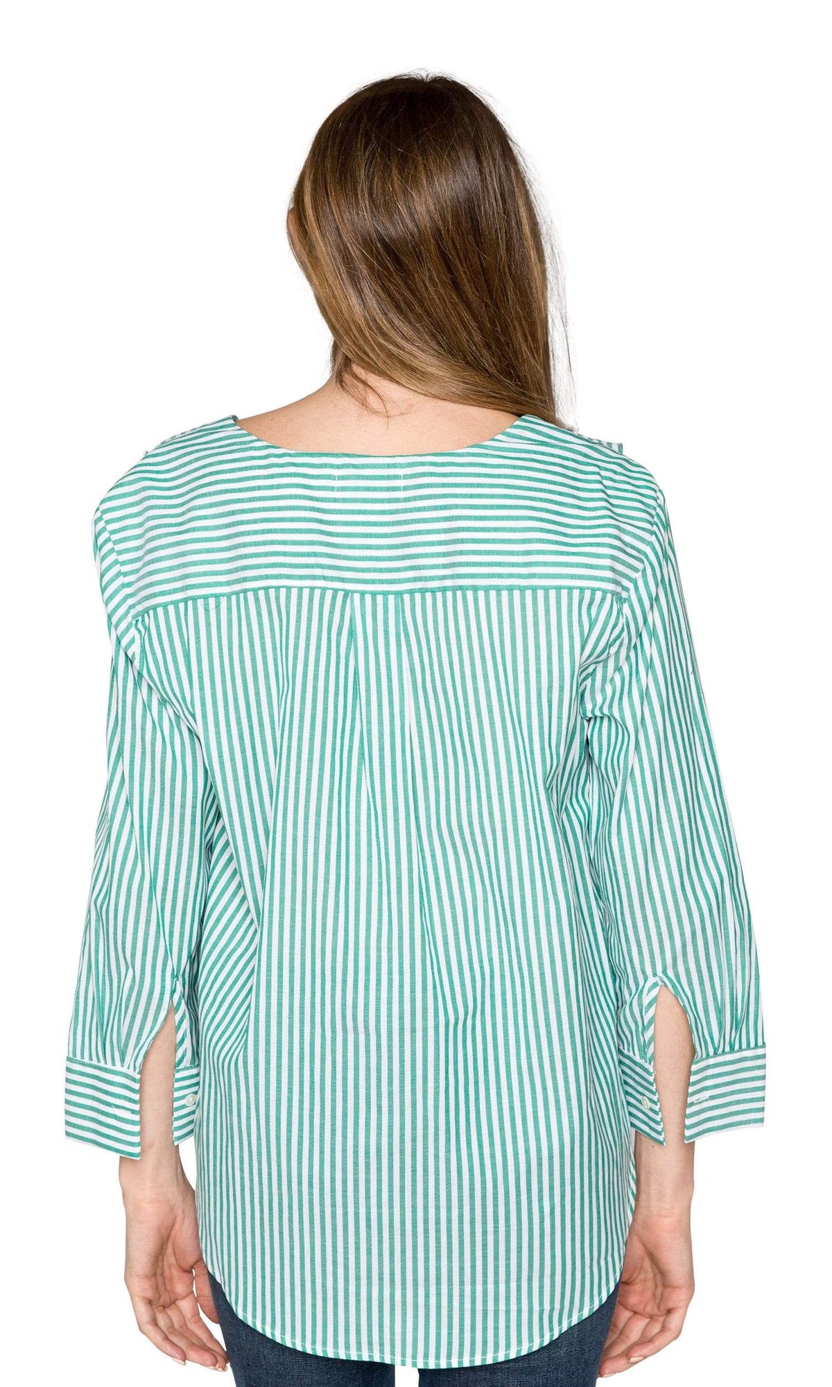 Velvet by Graham &amp; Spencer Hama Striped Ruffle Front Button Up Top