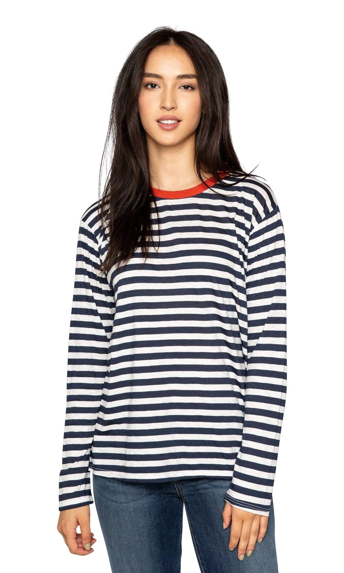 Velvet by Graham &amp; Spencer Renny Slub Knit Stripe Long Sleeve Tee