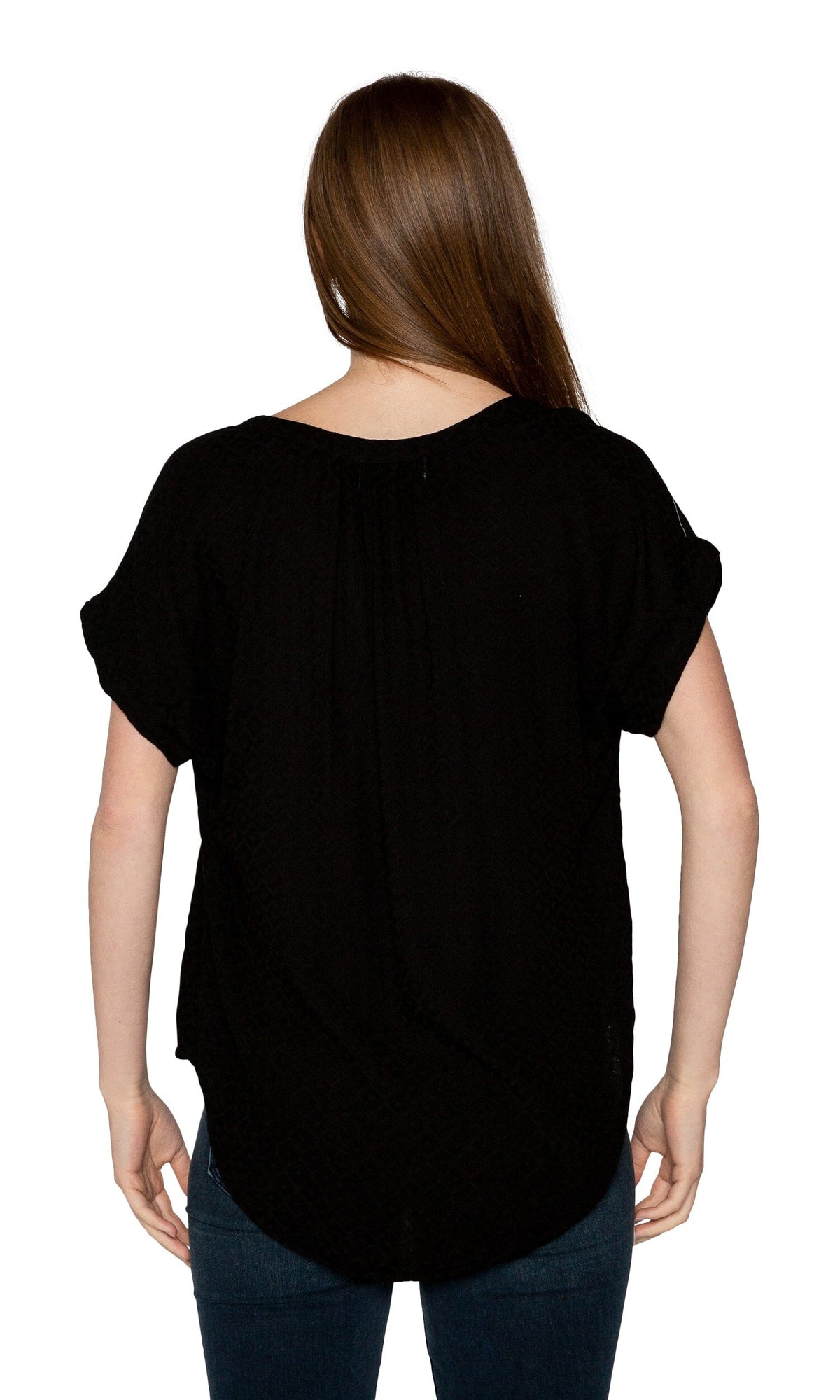 Velvet by Graham &amp; Spencer Devanee Damask Rayon Short Sleeve Top