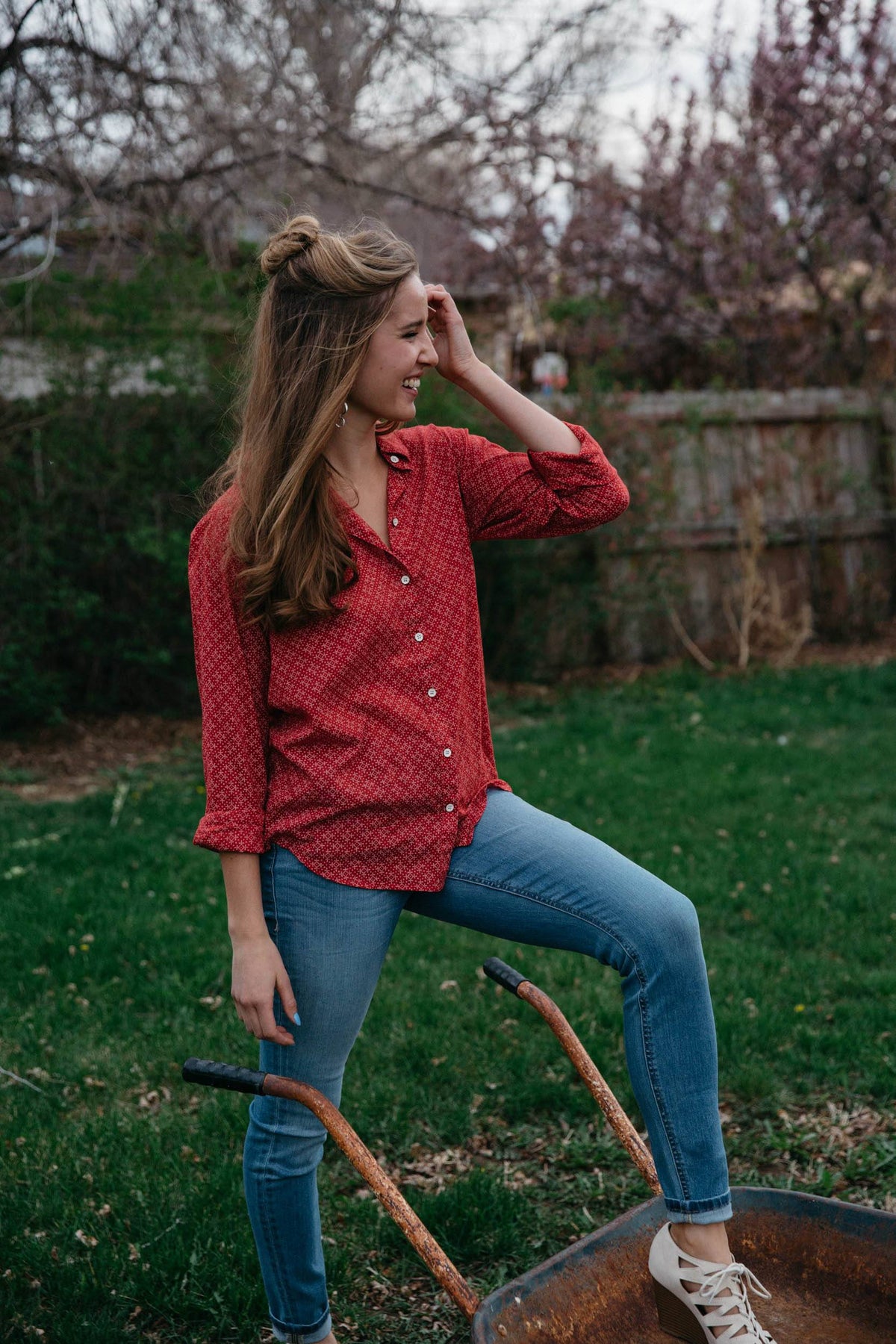 Velvet by Graham &amp; Spencer Emery Printed Cotton Button-up Shirt