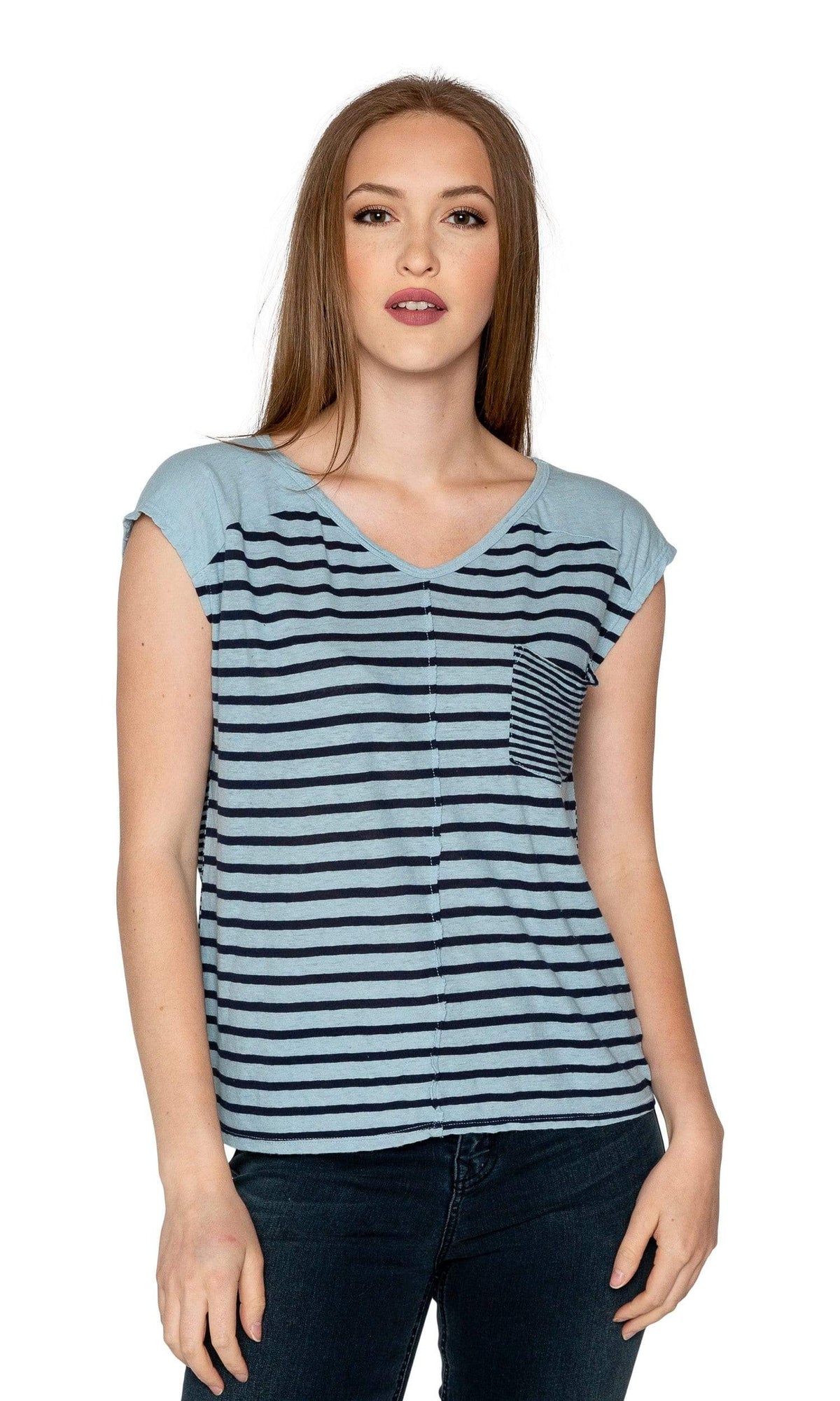 Velvet by Graham &amp; Spencer Beaumont Mixed Stripe Cap Sleeve Top