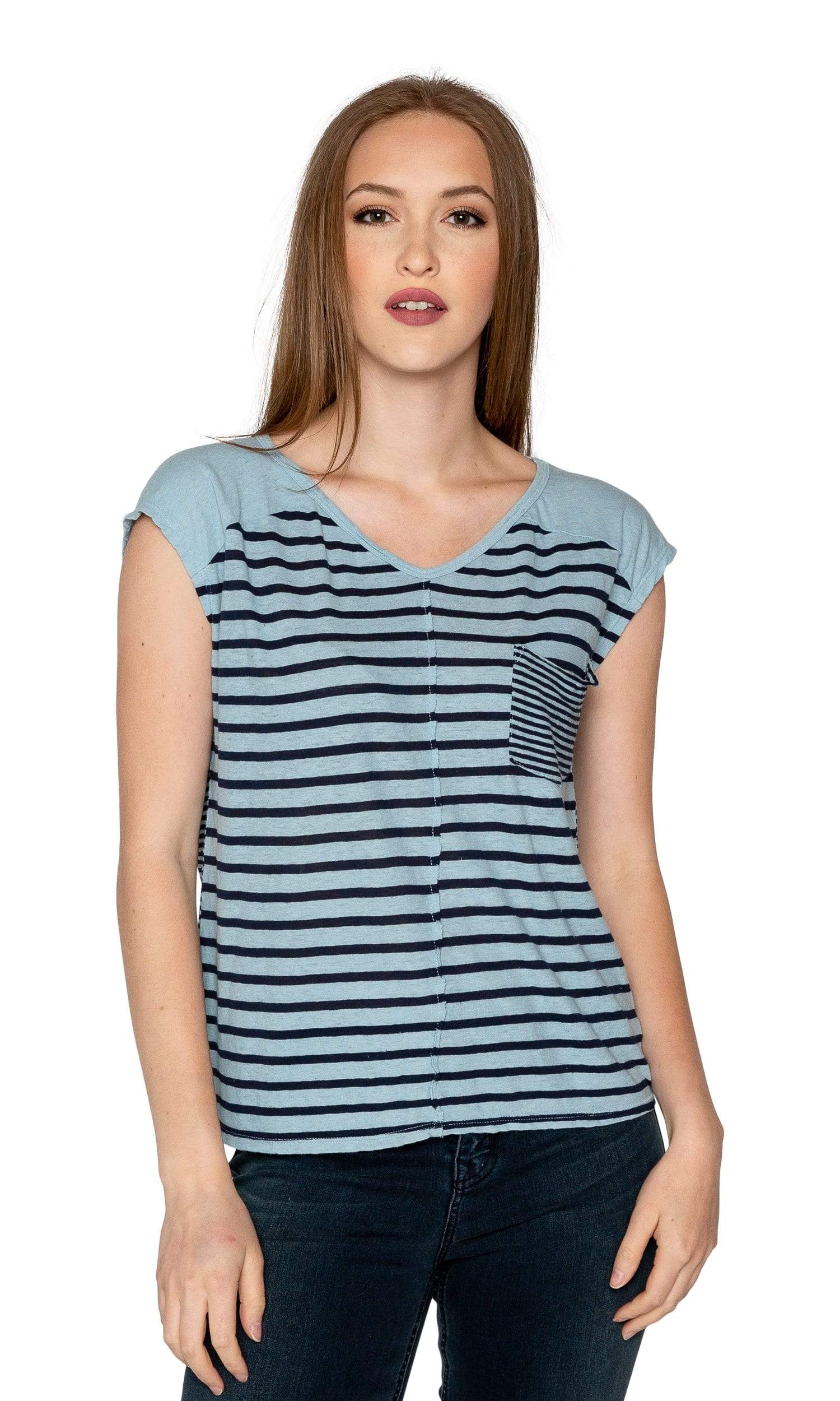 Velvet by Graham & Spencer Beaumont Mixed Stripe Cap Sleeve Top