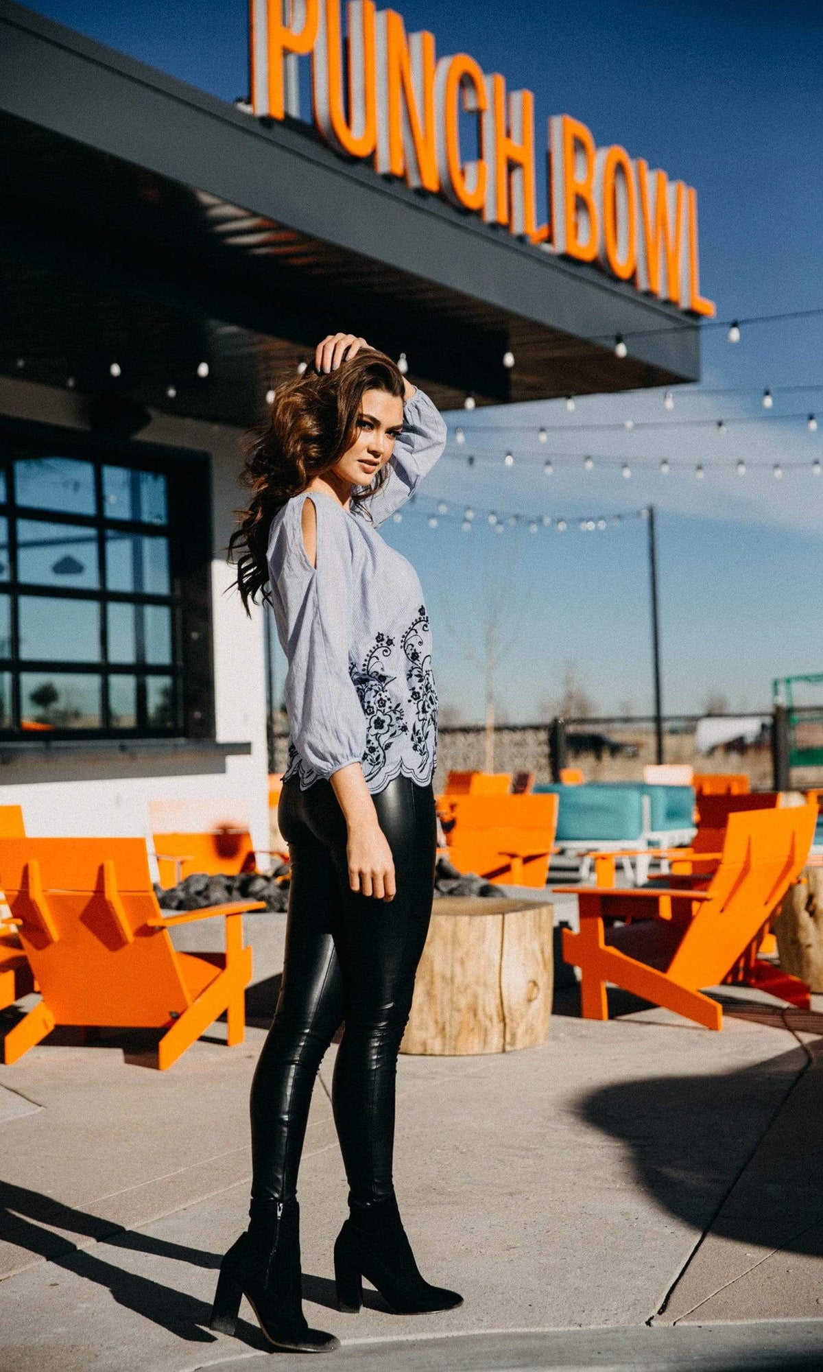 Velvet by Graham &amp; Spencer Reagan Embroidered Stripe Slit Sleeve Top