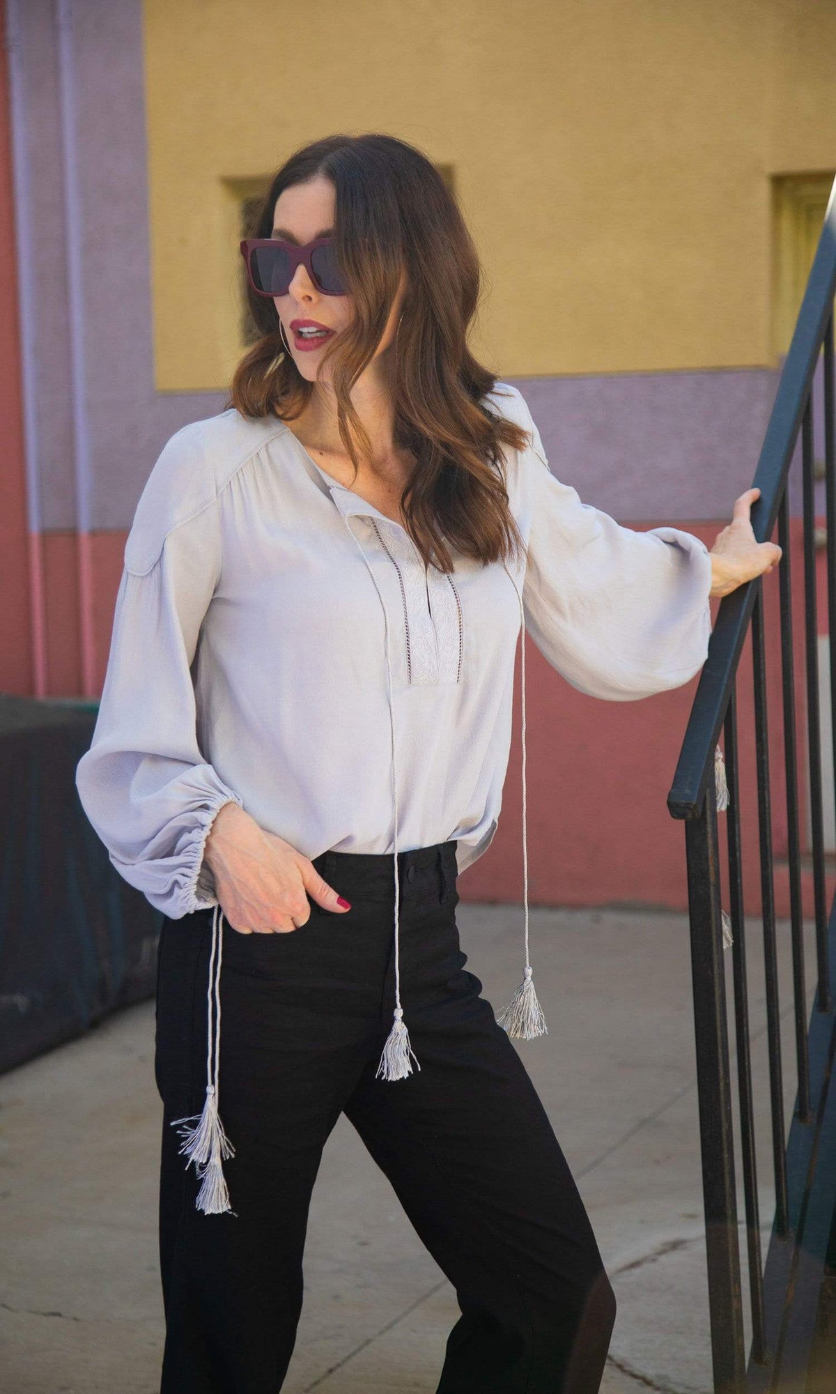 Level 99 Janelle 5 Pocket Mid Rise Wide Leg Pant