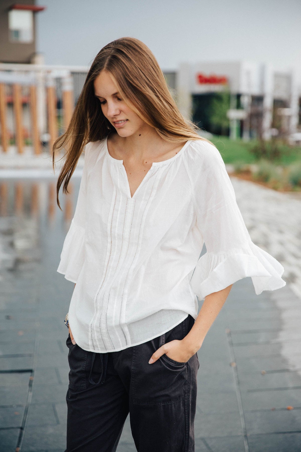 Velvet by Graham &amp; Spencer Celina Cotton Voile Pleated Top