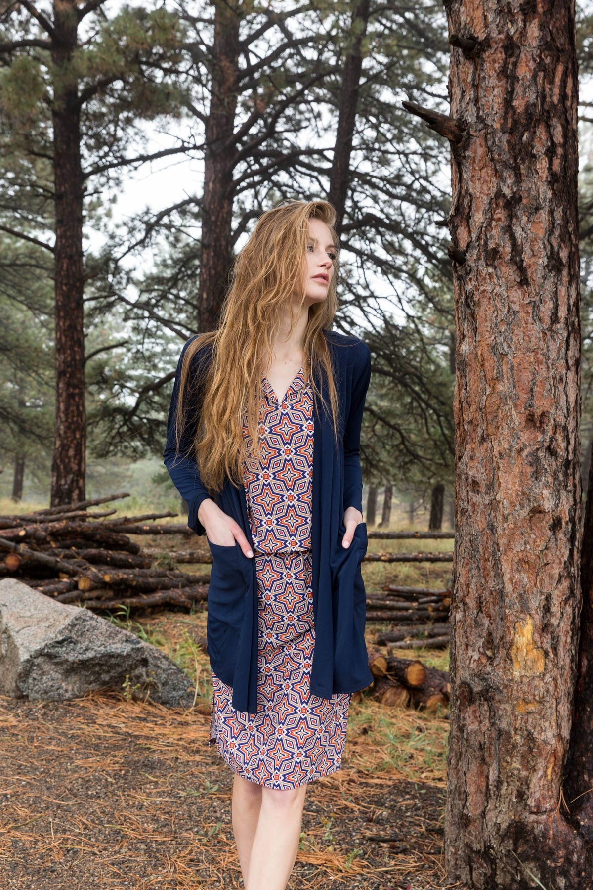 Viereck Luca Tie Waist Cardigan-Navy