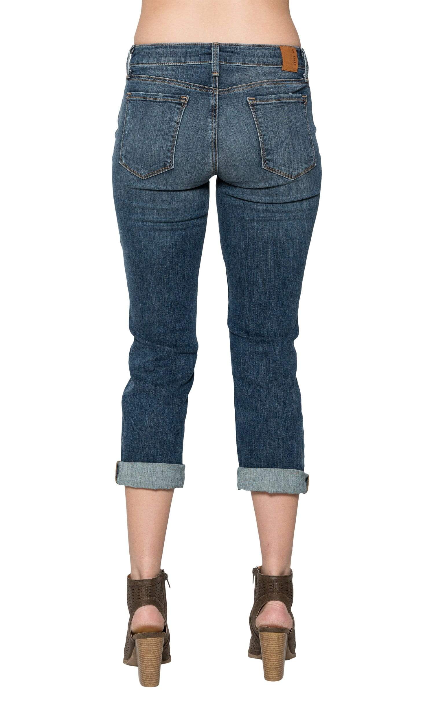 Level 99 Lily Mid Rise Crop Rollup Denim - East Shore