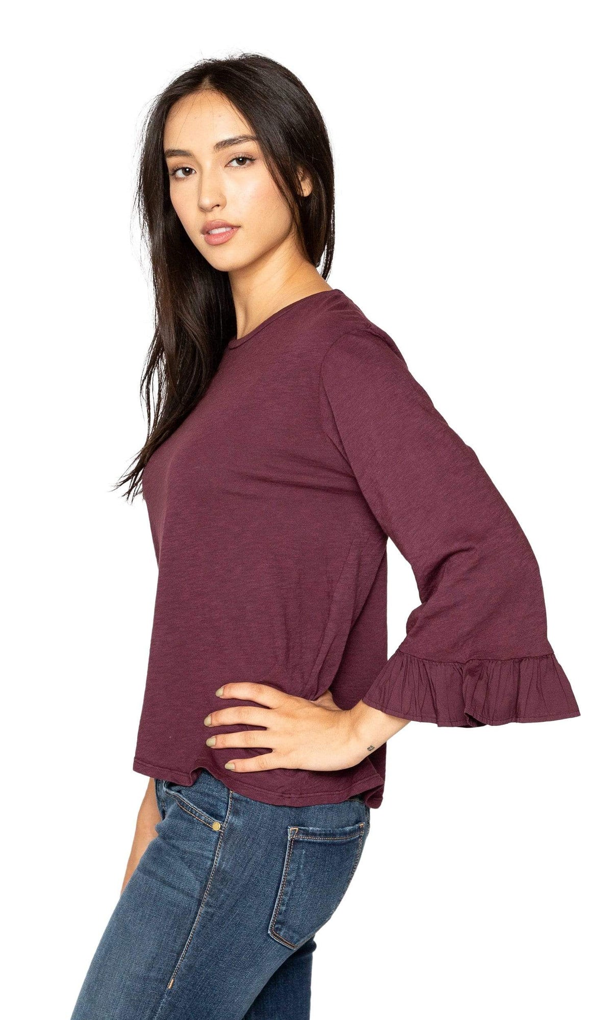 Velvet by Graham &amp; Spencer Toriana Cotton Slub Ruffle Sleeve Top