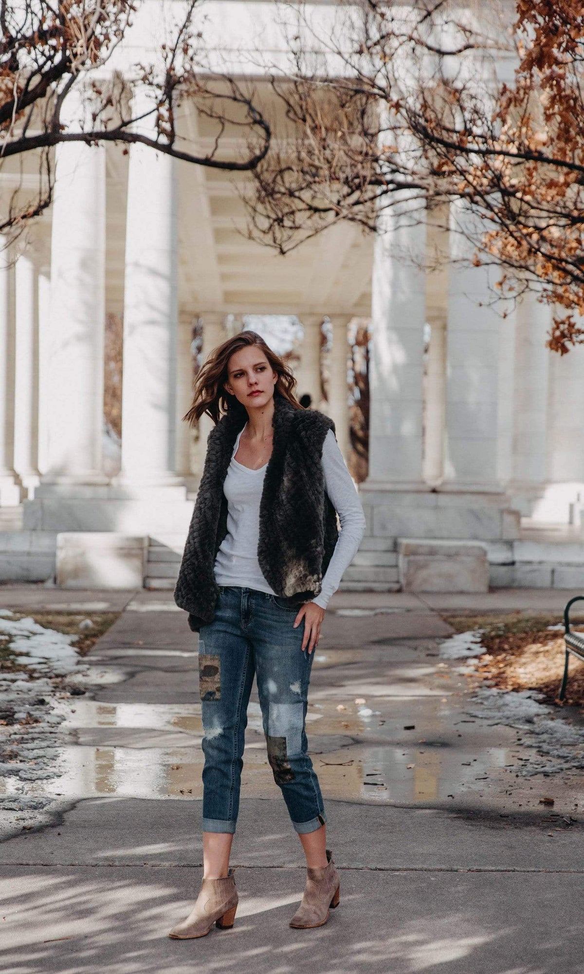 Love Token Ali Faux Fur Vest-Green