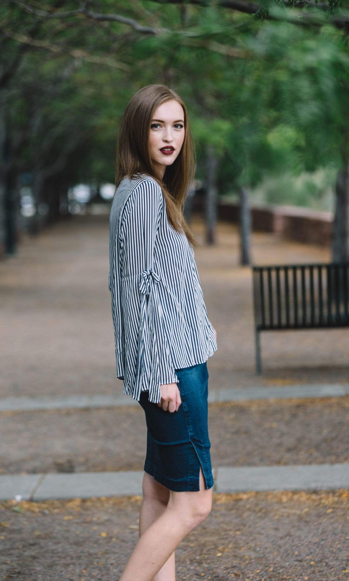 Velvet by Graham &amp; Spencer Adia Vertical Stripe Bell Sleeve Top