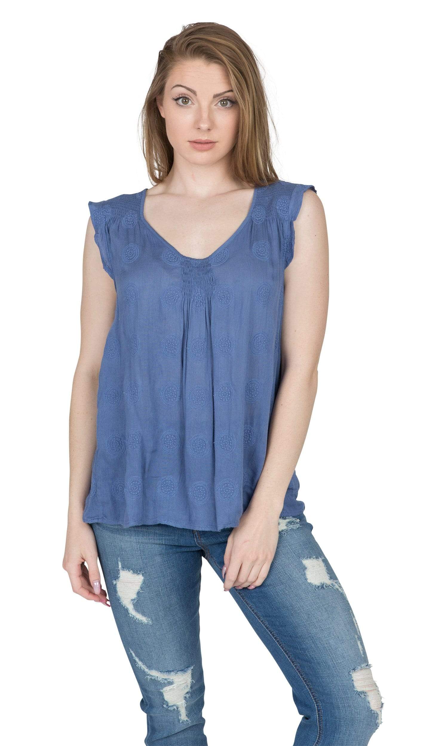 Velvet by Graham & Spencer Penny Mandala Embroidered Gauze Top