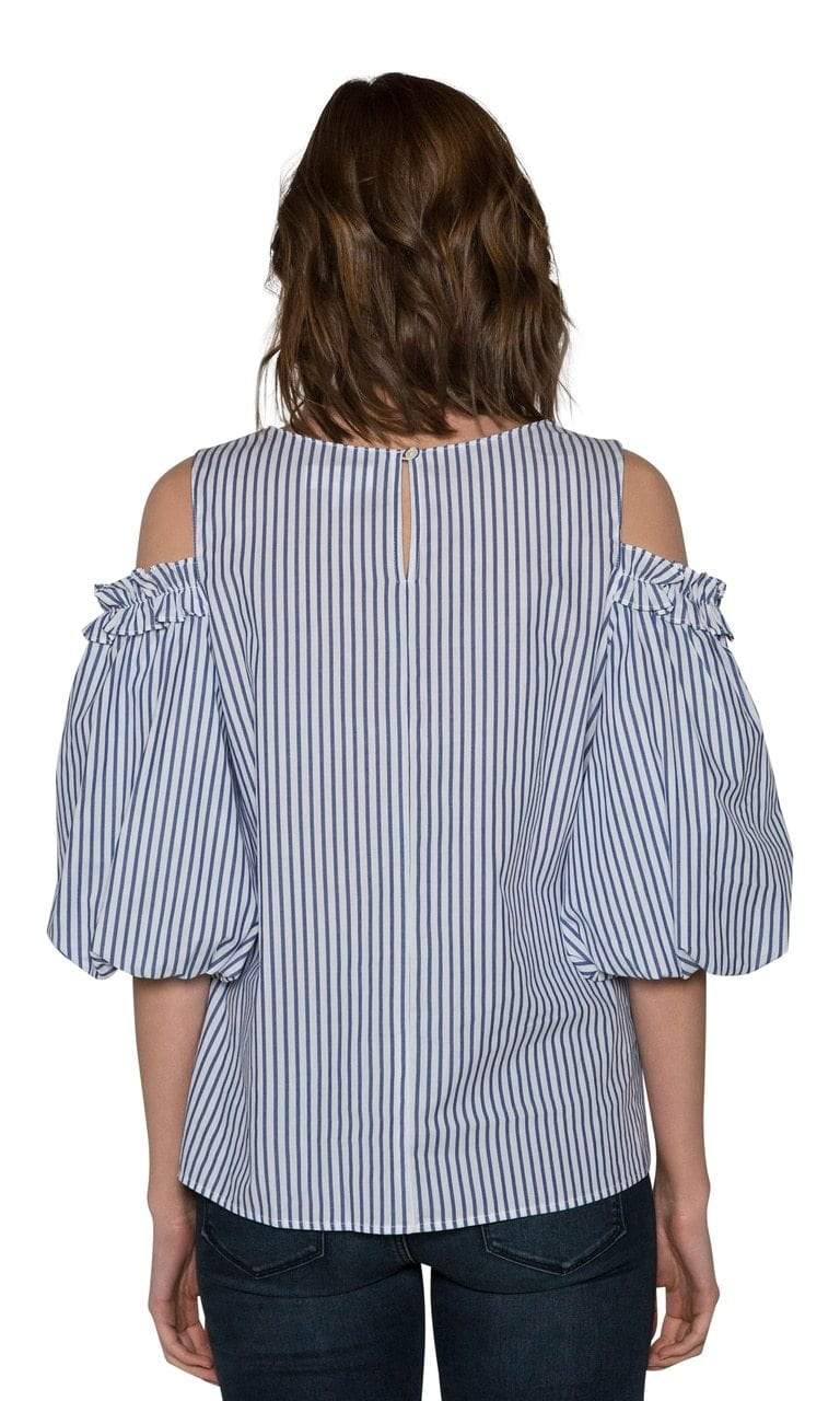 Velvet by Graham &amp; Spencer Bruna Cotton Stripe Cold Shoulder Blouse