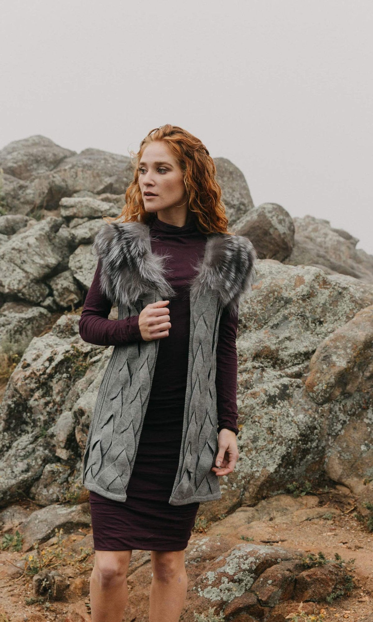 Love Token Melody Genuine Rabbit Fur Trim Vest