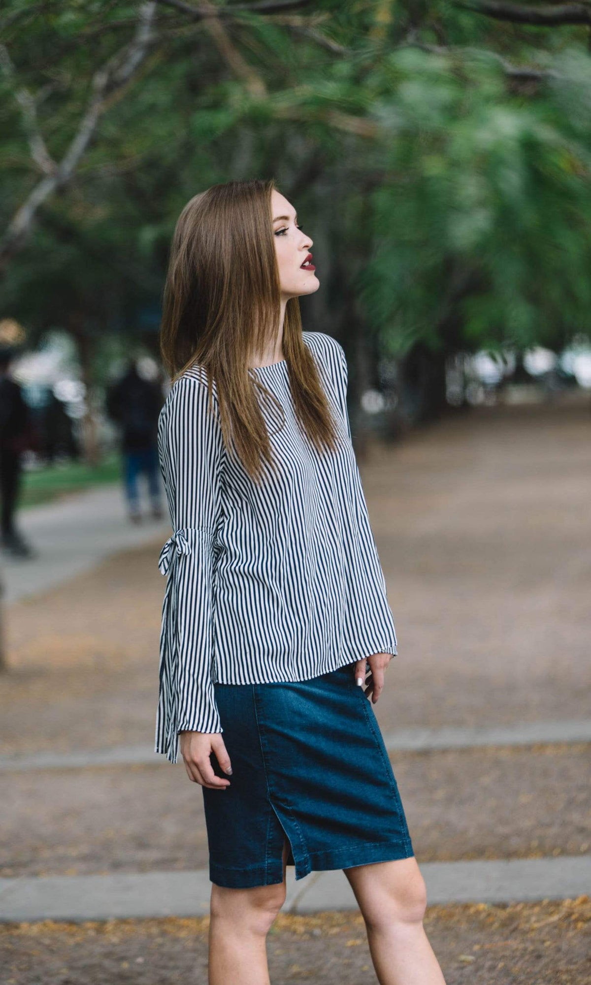 Velvet by Graham &amp; Spencer Adia Vertical Stripe Bell Sleeve Top