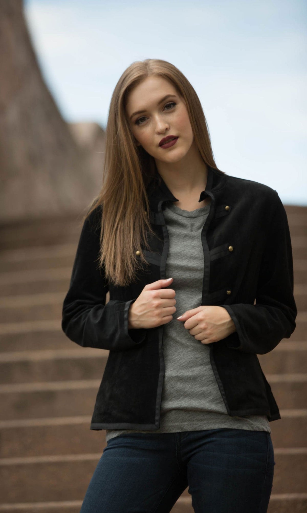 Velvet by Graham &amp; Spencer Everly Faux Suede Mock Neck Jacket