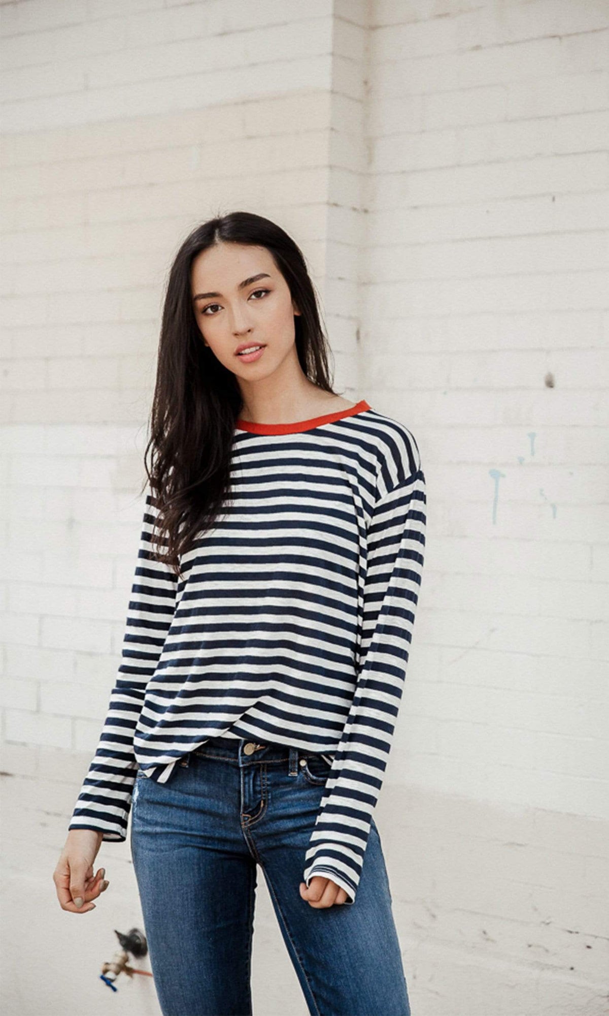 Velvet by Graham &amp; Spencer Renny Slub Knit Stripe Long Sleeve Tee