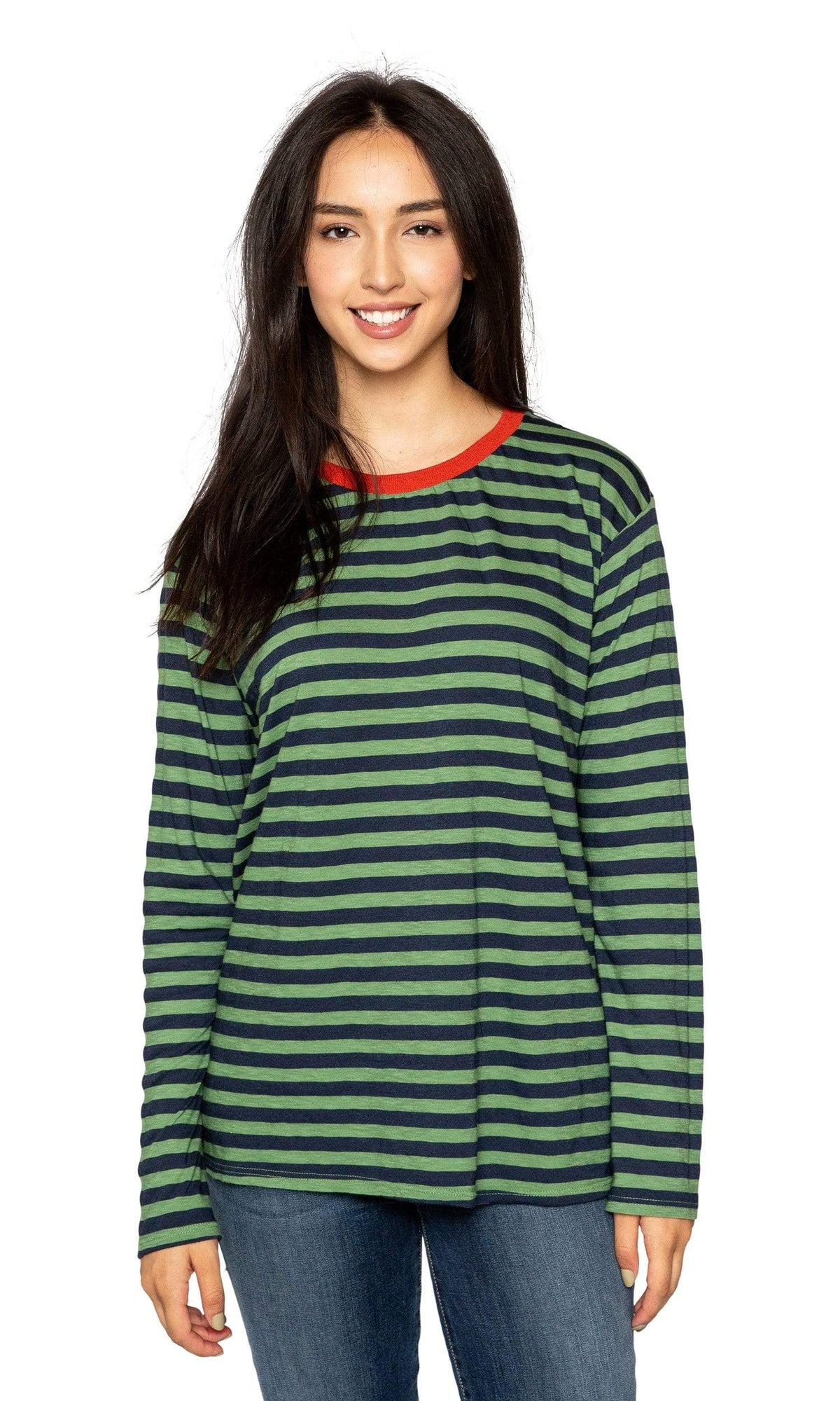 Velvet by Graham &amp; Spencer Renny Slub Knit Stripe Long Sleeve Tee