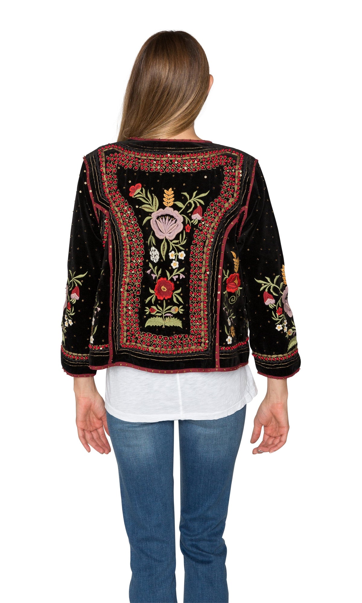 Velvet by Graham &amp; Spencer Adara Embroidered Velvet Jacket