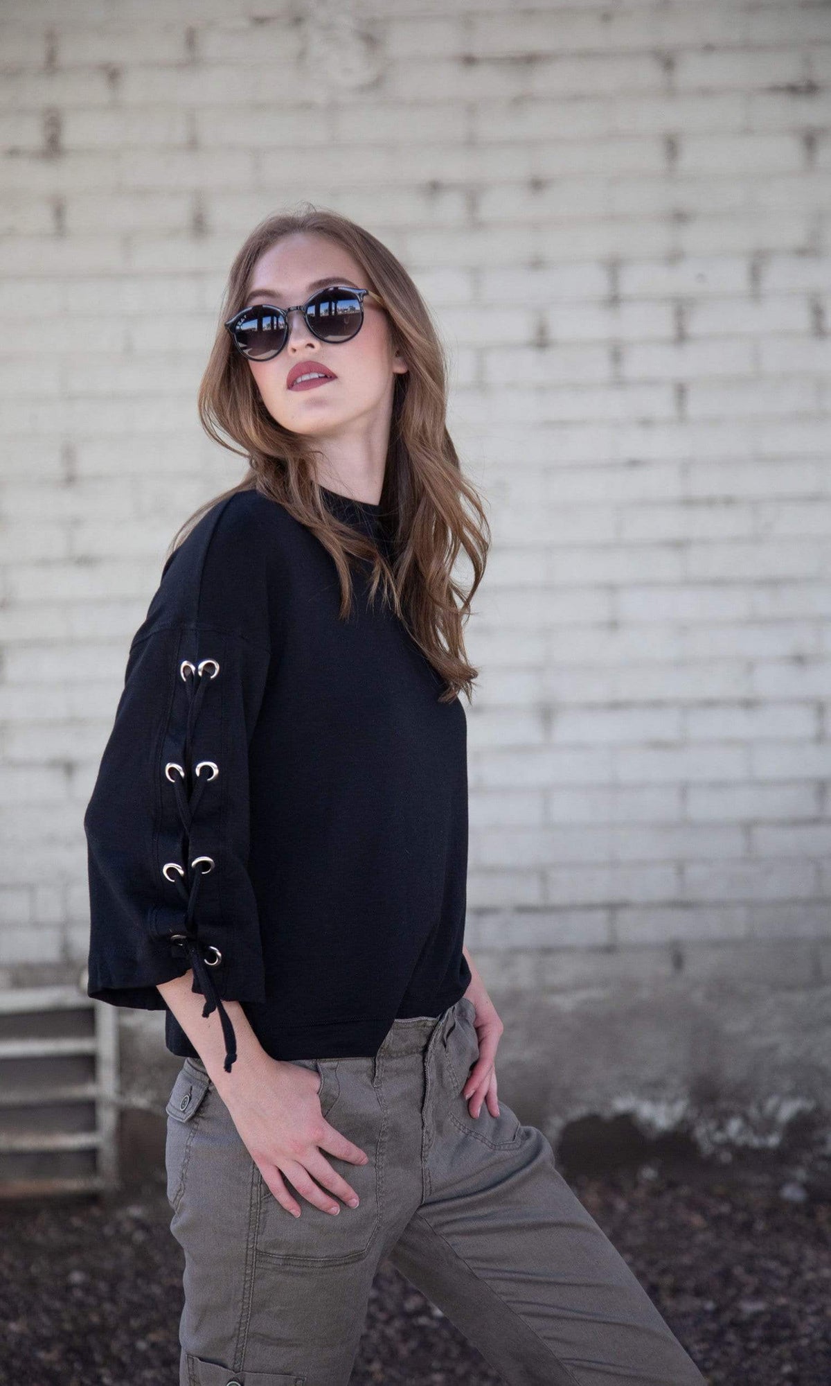 River + Sky Penny Lace Up Sleeve Sweatshirt
