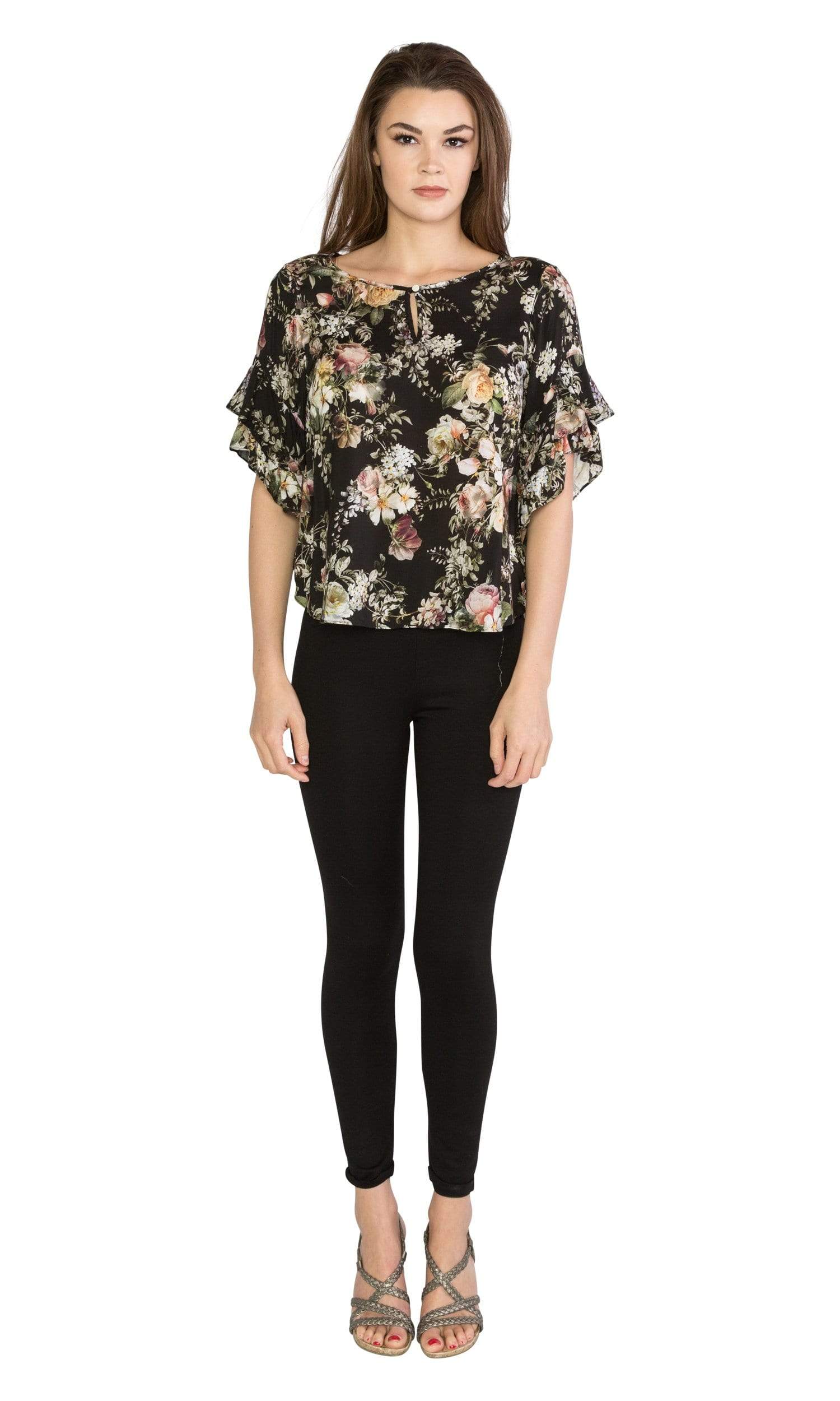 Velvet by Graham & Spencer Xandria Floral Ruffle Sleeve Top