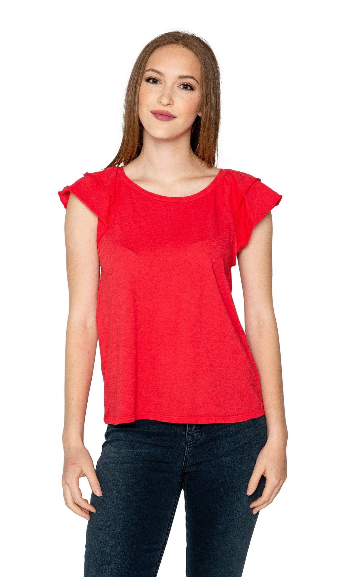 Velvet by Graham &amp; Spencer Bethanie Cotton Slub Ruffle Sleeve Tee